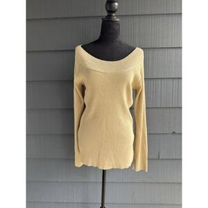 Merona Off  The Shoulder Long Sleeve Beige Sweater Shirt Top Size XL!